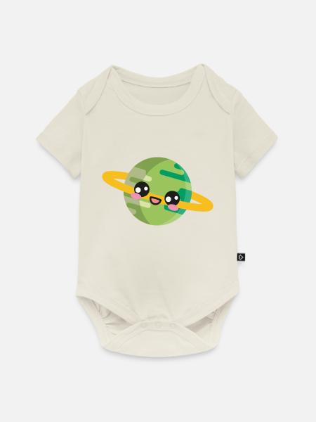 Planet Weltraum - Baby Premium Kurzarmbody - Naturweiß