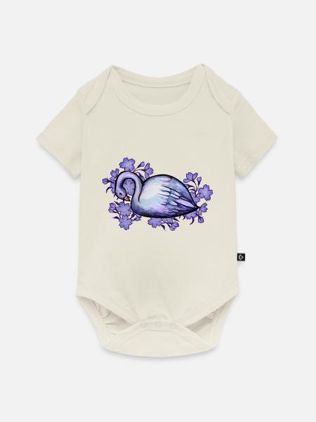 Lila Schwan - Baby Premium Kurzarmbody - Naturweiß