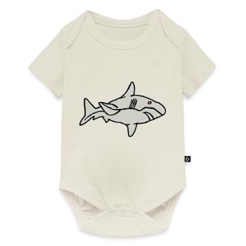 Poisson Requin Prédateur Eau Graffiti Océan - Body à manches courtes Premium Bébé - blanc cassé - Devant