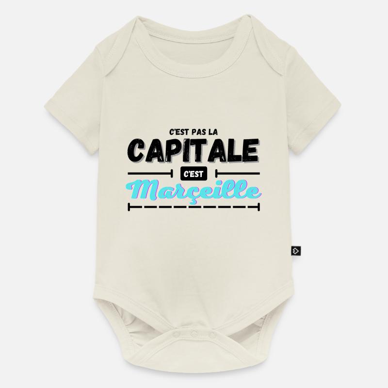 C'est pas la capitale c'est Marseille - Body à manches courtes Premium Bébé - blanc cassé