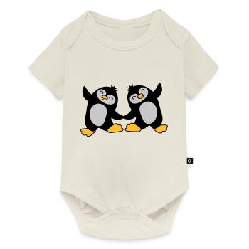 2 pingouins mignons dansant - Body à manches courtes Premium Bébé - blanc cassé - Devant