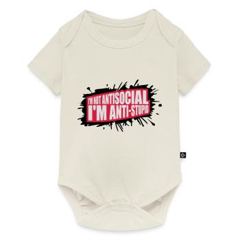 not antisocial anti stupid - Baby Premium short-sleeve bodysuit - off white - Front