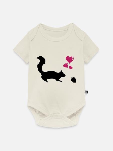 Eichhörnchen Love - Baby Premium Kurzarmbody - Naturweiß