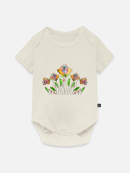Blumen - Baby Premium Kurzarmbody - Naturweiß