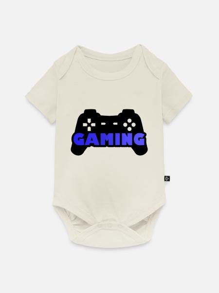 Blauer Joystick Gaming - Baby Premium Kurzarmbody - Naturweiß