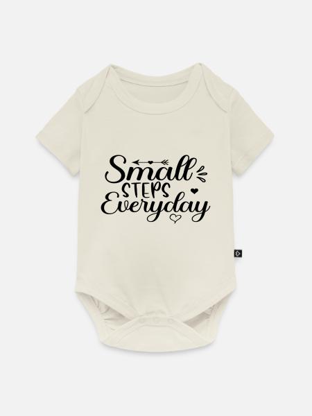 Small Steps Everyday - Baby Premium Kurzarmbody - Naturweiß