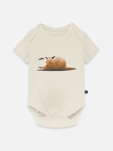Sleepy fox - Baby Premium Kurzarmbody - Naturweiß
