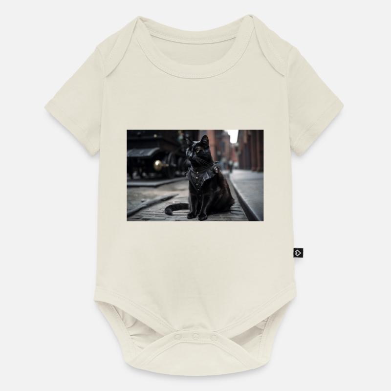 Chat noir4 - Body à manches courtes Premium Bébé - blanc cassé