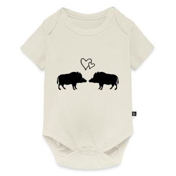 Wild boars in love - Baby Premium short-sleeve bodysuit - off white - Front