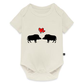 Wild boars in love - Baby Premium short-sleeve bodysuit - off white - Front