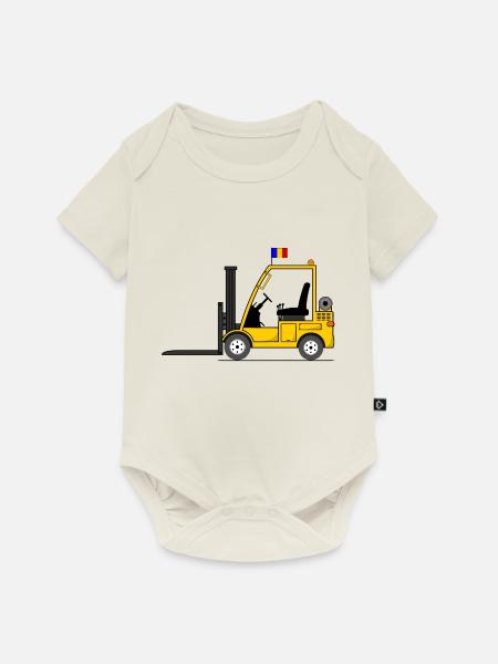 Stapler Rumänien Flagge - Baby Premium Kurzarmbody - Naturweiß