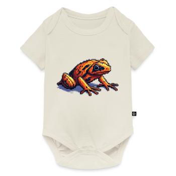 Poison dart frog dans des graphismes rétro pixel cool - Body à manches courtes Premium Bébé - blanc cassé - Devant
