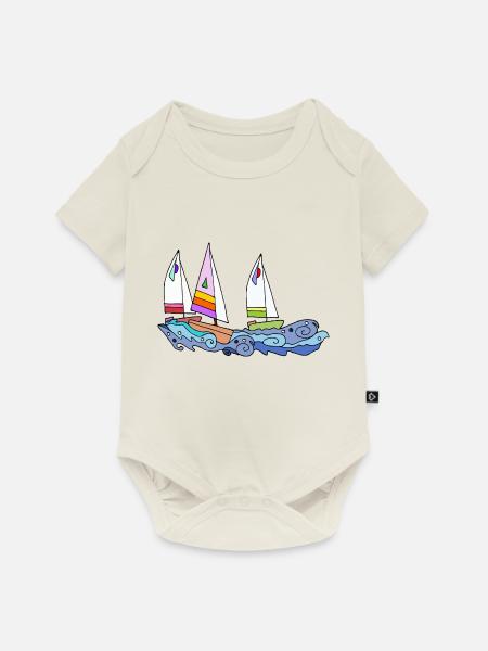 Segelboote - Baby Premium Kurzarmbody - Naturweiß