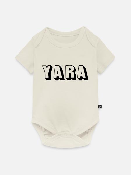 Name - Yara - Baby Premium Kurzarmbody - Naturweiß