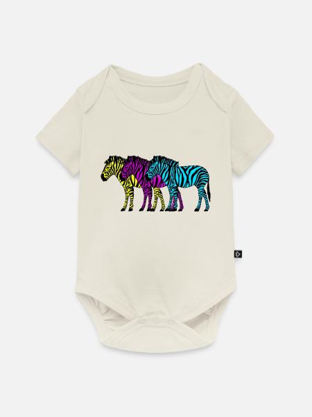 Zebras - Baby Premium Kurzarmbody - Naturweiß