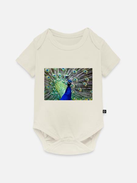 Pfau - Baby Premium Kurzarmbody - Naturweiß