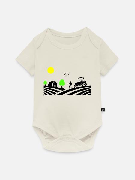 traktor farm - Baby Premium Kurzarmbody - Naturweiß