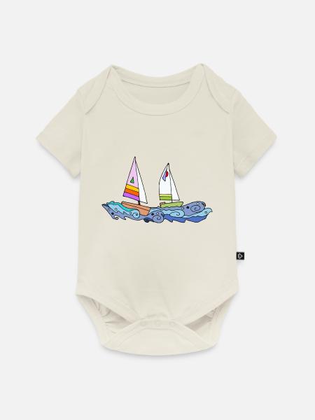 Segelboote - Baby Premium Kurzarmbody - Naturweiß