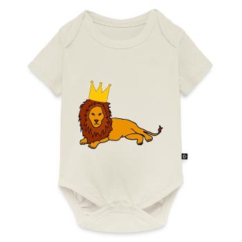Lion avec Roi Couronne Majestueux - Body à manches courtes Premium Bébé - blanc cassé - Devant