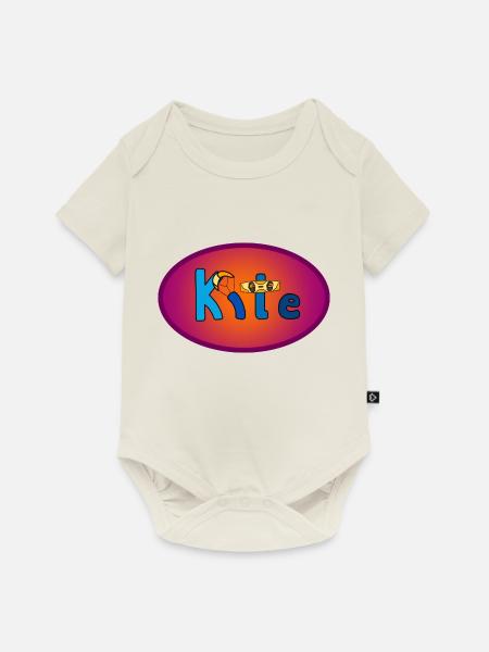 Kite Schriftzug Oval - Baby Premium Kurzarmbody - Naturweiß
