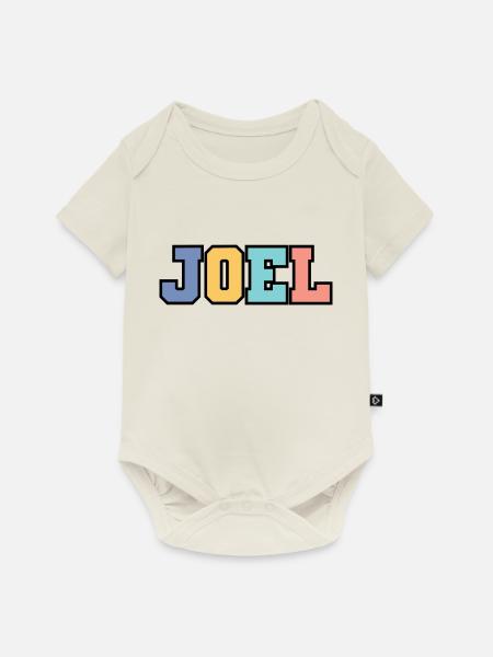 Name - Joel - Baby Premium Kurzarmbody - Naturweiß