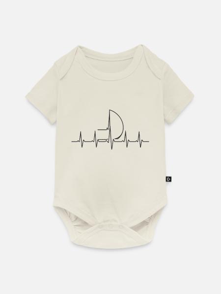Segelboot Heartbeat Segelboot - Baby Premium Kurzarmbody - Naturweiß