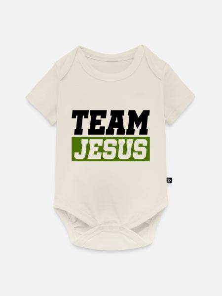 jesus team - Baby Premium Kurzarmbody - Naturweiß