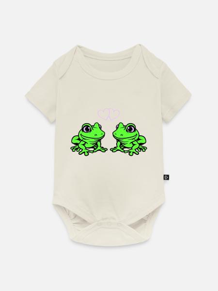 frosch comic love - Baby Premium Kurzarmbody - Naturweiß