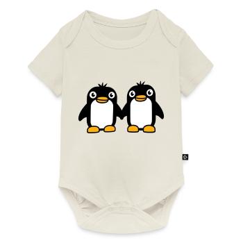 2 penguins couple holding hands in love friends - Baby Premium short-sleeve bodysuit - off white - Front