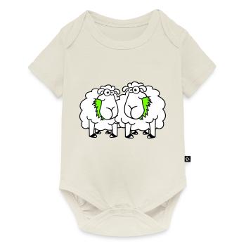 Deux moutons mangent de l’herbe 2 amis Équipe affamée - Body à manches courtes Premium Bébé - blanc cassé - Devant