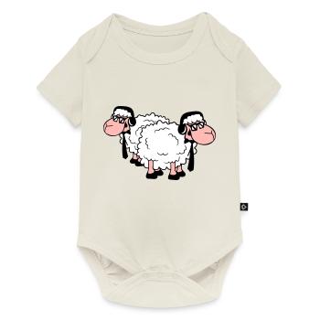2 Sheep Sunglasses Music Party DJ Team Friends - Baby Premium short-sleeve bodysuit - off white - Front
