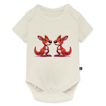 Kängurus Comic - Baby Premium Kurzarmbody - Naturweiß - Vorne