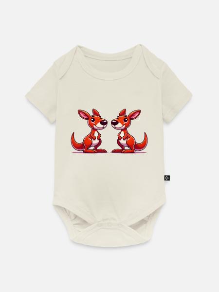 Kängurus Comic - Baby Premium Kurzarmbody - Naturweiß