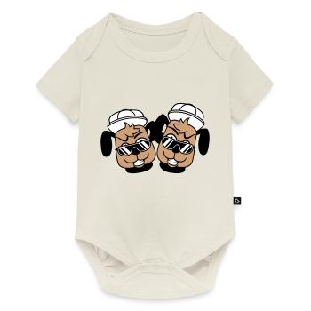 2 DJ chiens lunettes de soleil adolescent casquette casquette équipe - Body à manches courtes Premium Bébé - blanc cassé - Devant