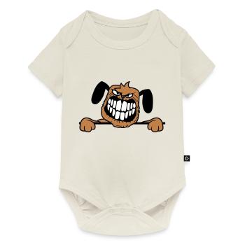 chien monstre méchant dangereux dents sourire sourire - Body à manches courtes Premium Bébé - blanc cassé - Devant