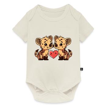 Hyène Couple Saint-Valentin - Body à manches courtes Premium Bébé - blanc cassé - Devant