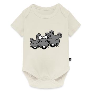 3 Mice Family Child Mom Dad Parents Row Cute - Baby Premium short-sleeve bodysuit - off white - Front