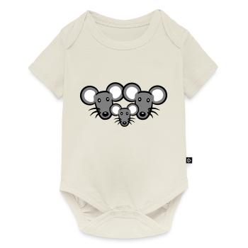 3 Mice Family Child Mom Dad Parents Row Cute - Baby Premium short-sleeve bodysuit - off white - Front