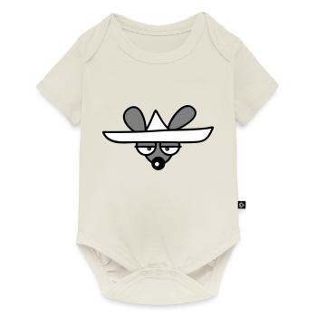Souris Grand Chapeau Sombrero Triste Fatigué Ennuyé - Body à manches courtes Premium Bébé - blanc cassé - Devant