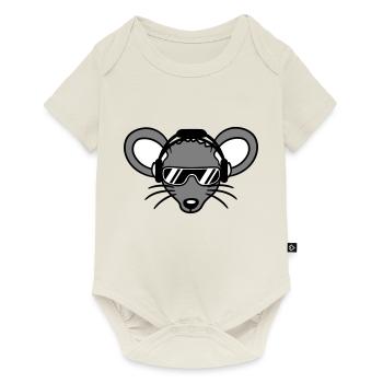 Mouse Sunglasses Cool Headphones Party Music Listening - Baby Premium short-sleeve bodysuit - off white - Front