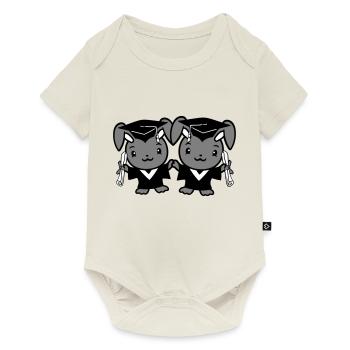 2 Bunnies College School Graduation Two Friends Team - Baby Premium short-sleeve bodysuit - off white - Front