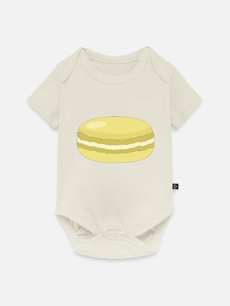gelber Macaron - Baby Premium Kurzarmbody - Naturweiß