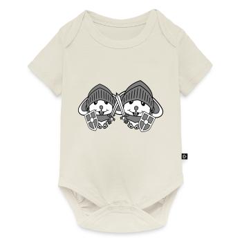 2 Hasen Ritter Schwert Schild Rüstung Helm Held - Baby Premium Kurzarmbody - Naturweiß - Vorne