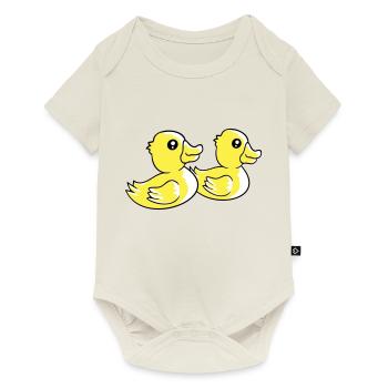 2 canards natation eau couple deux amis équipe - Body à manches courtes Premium Bébé - blanc cassé - Devant