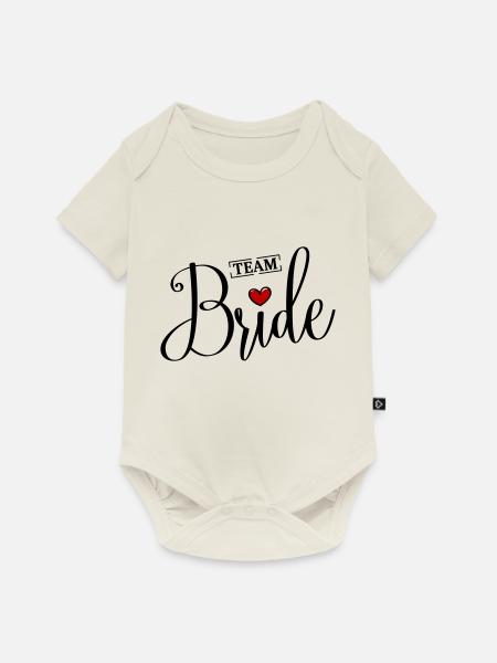 Team Braut Herz Hochzeit - Baby Premium Kurzarmbody - Naturweiß