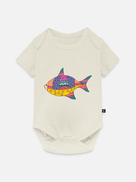 Fisch - Baby Premium Kurzarmbody - Naturweiß