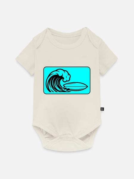 Surfbrett Welle - Baby Premium Kurzarmbody - Naturweiß