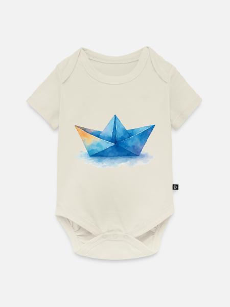 papierboot aquarell - Baby Premium Kurzarmbody - Naturweiß