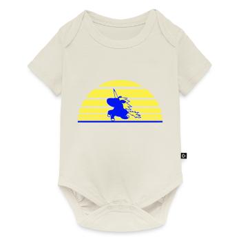 Unicorn Jumps Sun Stripe Cute Cool Silhouette - Baby Premium short-sleeve bodysuit - off white - Front