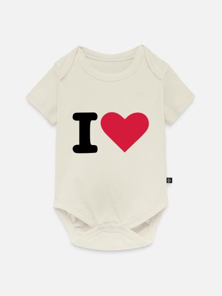 i love - Baby Premium Kurzarmbody - Naturweiß